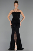 Robe de Soirée Longue Dantelle Noir ABU6639