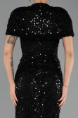 Robe de Soirée Longue Squameuse Noir ABU6641
