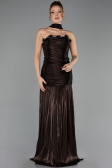 Robe de Soirée Longue Mousseline Brun ABU6643