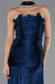Robe de Soirée Longue Mousseline Bleu Marine ABU6643