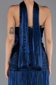 Robe de Soirée Longue Mousseline Bleu Marine ABU6643