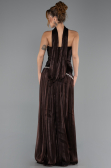 Robe de Soirée Longue Mousseline Brun ABU6644
