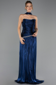 Robe de Soirée Longue Mousseline Bleu Marine ABU6644