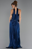 Robe de Soirée Longue Mousseline Bleu Marine ABU6644