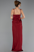 Robe de Soirée Longue Satin Rouge Bordeaux ABU6649