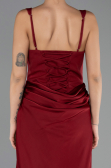 Robe de Soirée Longue Satin Rouge Bordeaux ABU6649