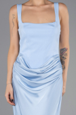 Robe de Soirée Longue Satin Bleu clair ABU6649