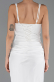 Robe de Soirée Longue Satin Blanc ABU6649