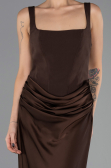 Robe de Soirée Longue Satin Brun ABU6649