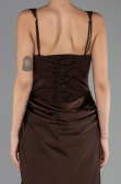 Robe de Soirée Longue Satin Brun ABU6649