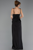 Robe de Soirée Longue Satin Noir ABU6649