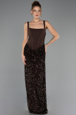 Robe de Soirée Longue Squameuse Brun ABU6650