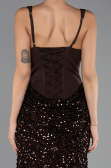 Robe de Soirée Longue Squameuse Brun ABU6650