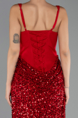 Robe de Soirée Longue Squameuse Rouge ABU6650