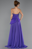 Robe De Soirée Mousseline Longue Violet ABU6018
