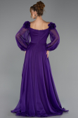 Robe de Soirée Longue Mousseline Violet ABU6654