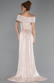 Robe de Soirée Longue Mousseline Beige ABU6581