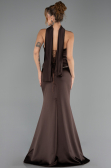 Robe de Soirée Longue Satin Brun ABU6655