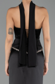 Robe de Soirée Longue Satin Noir ABU6655