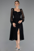 Robe de Cérémonie Midi Dantelle Noir ABK2703