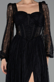 Robe de Cérémonie Midi Dantelle Noir ABK2703