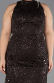 Robe De Soirée Grande Taille Longue Perlé Brun foncé ABU5063