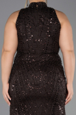 Robe De Soirée Grande Taille Longue Perlé Brun foncé ABU5063