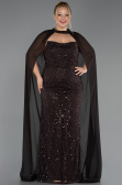 Robe de Soirée Grande Taille Longue Perlé Brun ABU6545