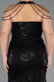 Robe De Soirée Grande Taille Longue Perlé Noir ABU6632