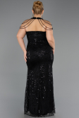 Robe De Soirée Grande Taille Longue Perlé Noir ABU6632