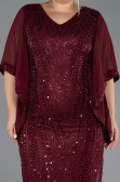 Robe De Invitation Grande Taille Midi Perlé Rouge Bordeaux ABK2693