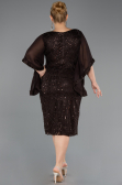 Robe De Invitation Grande Taille Midi Perlé Brun ABK2693