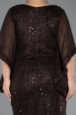 Robe De Invitation Grande Taille Midi Perlé Brun ABK2693