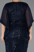 Robe De Invitation Grande Taille Midi Perlé Bleu Marine ABK2693