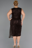 Robe De Invitation Grande Taille Midi Perlé Brun ABK2698