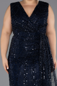 Robe De Invitation Grande Taille Midi Perlé Bleu Marine ABK2698