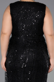 Robe De Invitation Grande Taille Midi Perlé Noir ABK2698