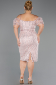 Robe De Invitation Grande Taille Midi Perlé Poudre ABK2689