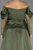 Robe Grande Taille Longue Satin Kaki ABU5261