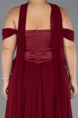 Robe De Soirée Grande Taille Mousseline Longue Rouge Bordeaux ABU5551