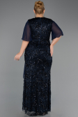 Robe De Soirée Grande Taille Longue Squameuse Bleu Marine ABU6373