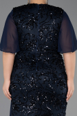 Robe De Soirée Grande Taille Longue Squameuse Bleu Marine ABU6373