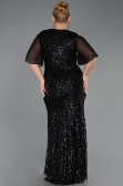 Robe De Soirée Grande Taille Longue Squameuse Noir ABU6373
