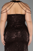 Robe De Soirée Grande Taille Longue Perlé Brun ABU6632