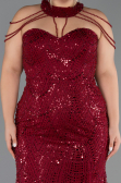 Robe De Soirée Grande Taille Longue Perlé Rouge Bordeaux ABU6632