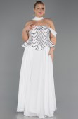Robe Grande Taille Longue Mousseline Blanc ABU6535