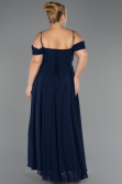 Robe De Soirée Grande Taille Longue Mousseline Bleu Marine ABU6646