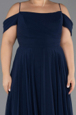 Robe De Soirée Grande Taille Longue Mousseline Bleu Marine ABU6646