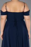 Robe De Soirée Grande Taille Longue Mousseline Bleu Marine ABU6646