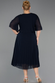 Robe de Soirée Grande Taille Midi Mousseline Bleu Marine ABK2677